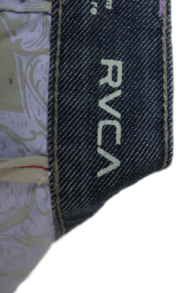 RVCA Womens Denim Mini Skirt Blue Button Casual Size 29
