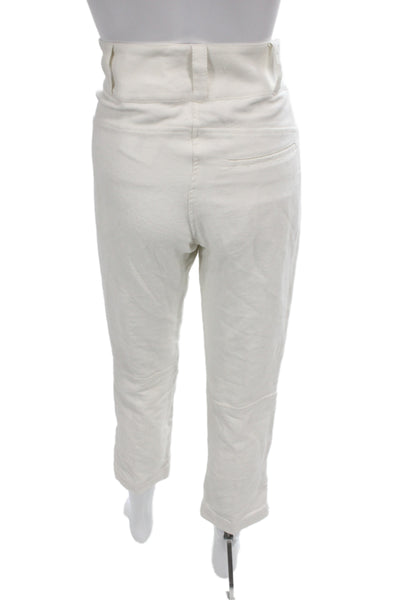Ann Demeulemeester Womens Cropped White Cotton Pants Button Size 40