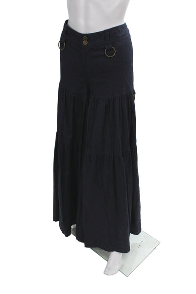 Cordelia Women Maxi Black Cotton Skirt Button Closure Size M