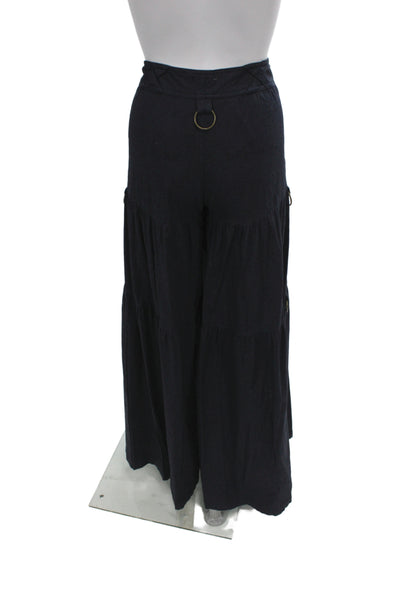 Cordelia Women Maxi Black Cotton Skirt Button Closure Size M