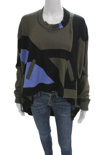 Lamb Womens Black Geometric Crew Neck Pullover Sweater Long Sleeve Size M