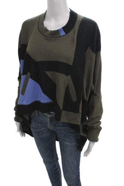 Lamb Womens Black Geometric Crew Neck Pullover Sweater Long Sleeve Size M
