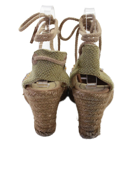 Apepazza Womens Beaded Detail Espadrille Wedge Sandals Shoes Multicolor Size 8
