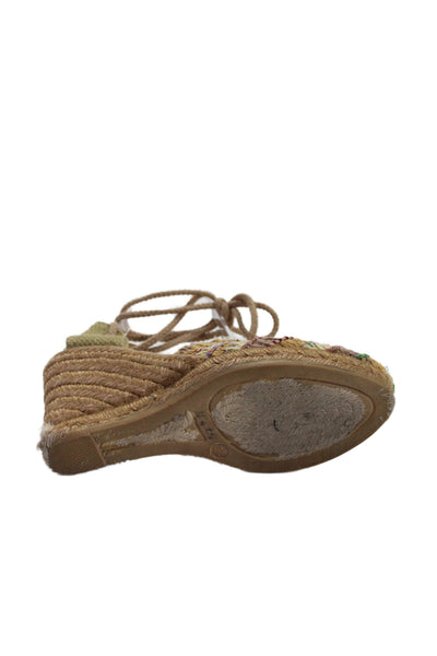 Apepazza Womens Beaded Detail Espadrille Wedge Sandals Shoes Multicolor Size 8