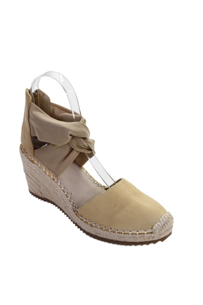Eileen Fisher Womens Leather Espadrille Wedge Heels Sandals Shoes Size 7.5