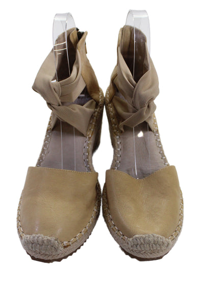 Eileen Fisher Womens Leather Espadrille Wedge Heels Sandals Shoes Size 7.5