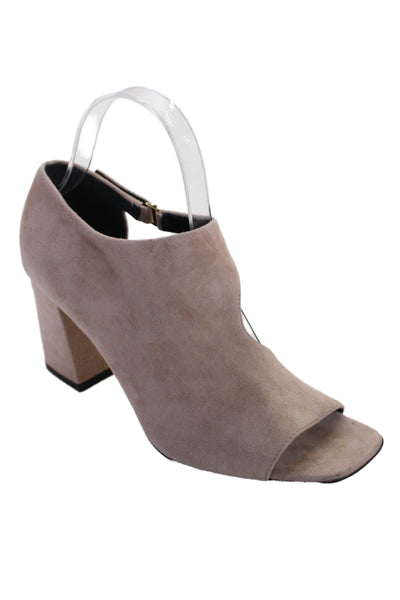 Via Spiga Womens Suede Open Toe Block High Heels Shoes Nude Size 7.5M