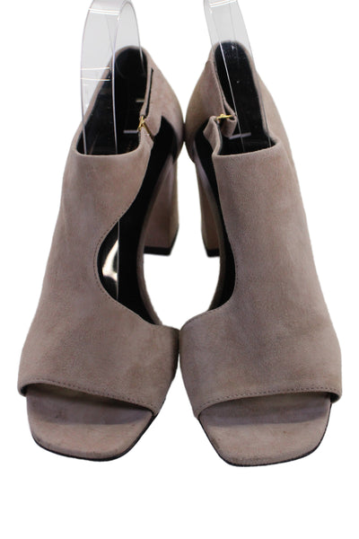Via Spiga Womens Suede Open Toe Block High Heels Shoes Nude Size 7.5M
