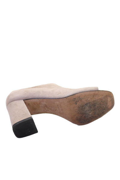 Via Spiga Womens Suede Open Toe Block High Heels Shoes Nude Size 7.5M
