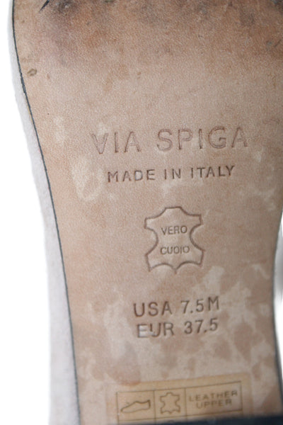 Via Spiga Womens Suede Open Toe Block High Heels Shoes Nude Size 7.5M