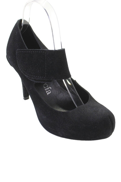 Pedro Garcia Womens Suede High Heels Mary Janes Shoes Black Size 7