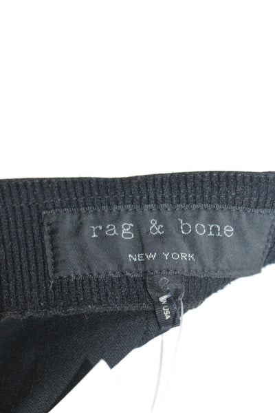 Rag & Bone Womens Ankle Pants Black Zip Cotton Size 2