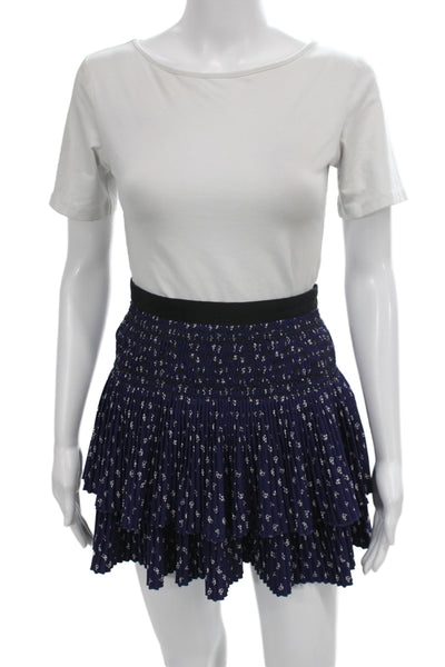 Vanessa Bruno Women Mini Floral Skirt Blue Polyester Zip Size 38
