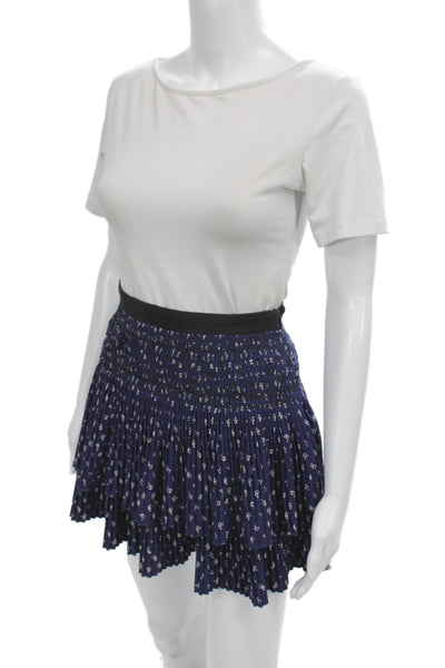 Vanessa Bruno Women Mini Floral Skirt Blue Polyester Zip Size 38
