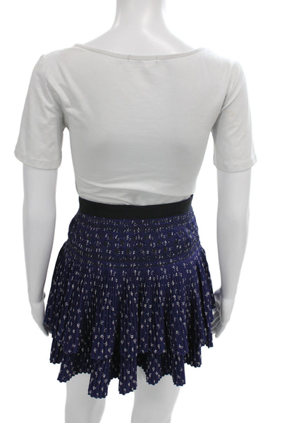 Vanessa Bruno Women Mini Floral Skirt Blue Polyester Zip Size 38