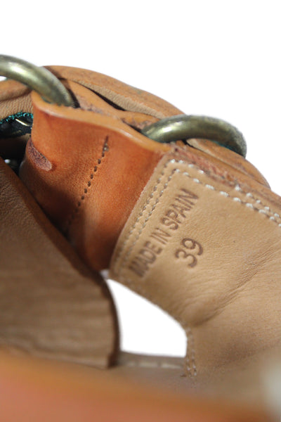 Isabel Marant Etoile Womens Leather Platform Ankle Strap Sandals Brown Size 39 9