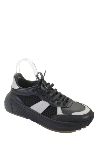 Bottega Veneta Womens Leather Low Top Sneakers Black Size 39 9
