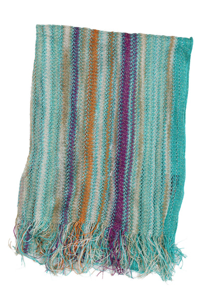 Missoni Womens Multicolor Rayon Viscose Scarf Purple Orange Blue 60x20 in
