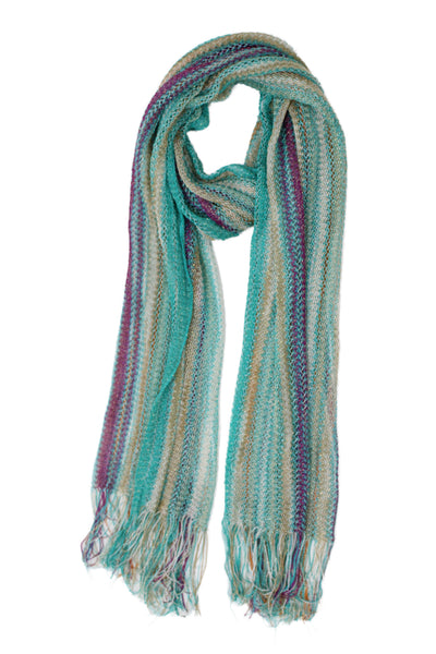 Missoni Womens Multicolor Rayon Viscose Scarf Purple Orange Blue 60x20 in