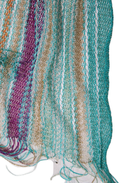 Missoni Womens Multicolor Rayon Viscose Scarf Purple Orange Blue 60x20 in