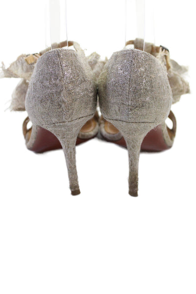 Sam Edelman Womens Fabric Textured Stiletto Heels Beige Size 8