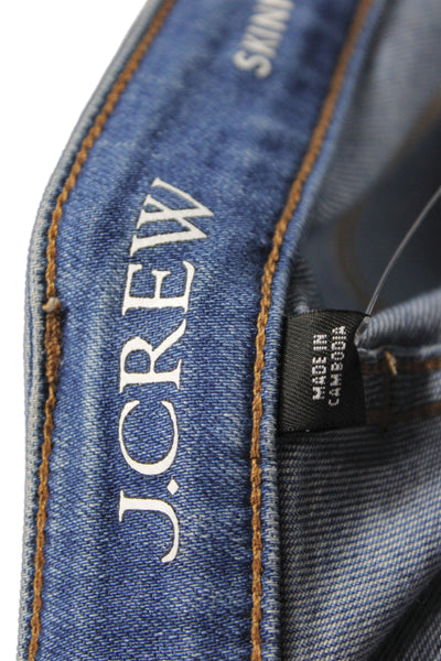 J Crew Womens Skinny Jeans Blue High Rise Button Fly 27 Inseam Size 29