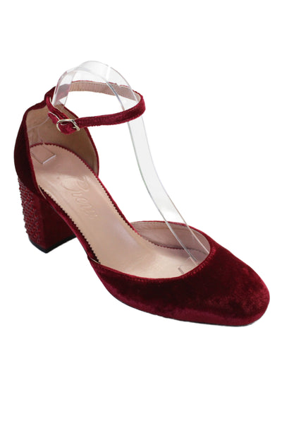 J Crew Womens Studded Buckled Ankle Strap High Heels Red Size 8