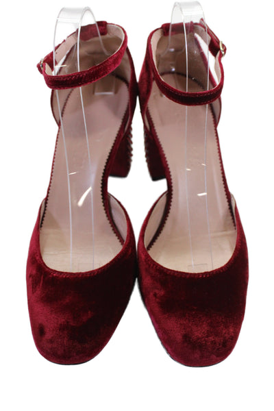 J Crew Womens Studded Buckled Ankle Strap High Heels Red Size 8