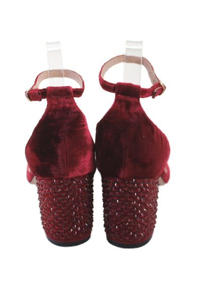 J Crew Womens Studded Buckled Ankle Strap High Heels Red Size 8