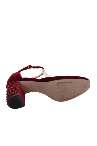 J Crew Womens Studded Buckled Ankle Strap High Heels Red Size 8