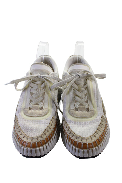 Chloe Womens Nama Platform Lace-Up Casual Sneakers White Size 8