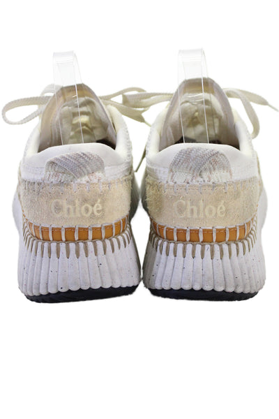 Chloe Womens Nama Platform Lace-Up Casual Sneakers White Size 8