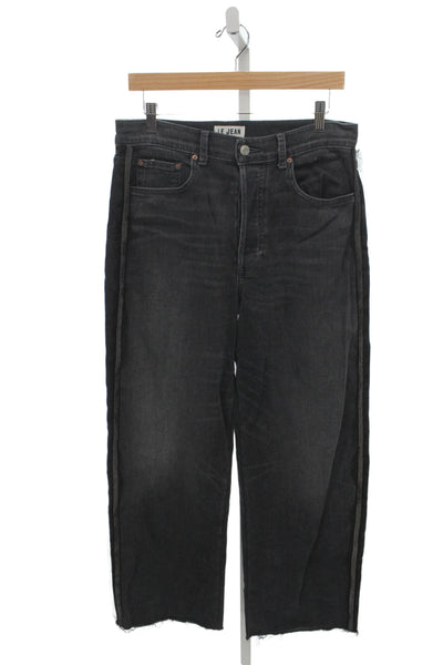 Le Jean Womens Cropped Black High Rise Cotton Jeans Size 29
