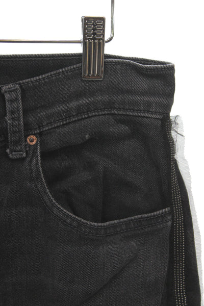 Le Jean Womens Cropped Black High Rise Cotton Jeans Size 29