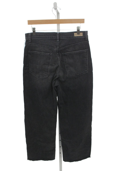 Le Jean Womens Cropped Black High Rise Cotton Jeans Size 29