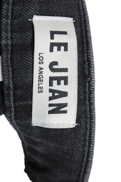 Le Jean Womens Cropped Black High Rise Cotton Jeans Size 29
