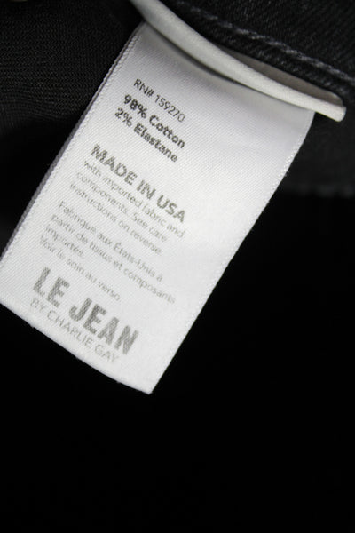 Le Jean Womens Cropped Black High Rise Cotton Jeans Size 29