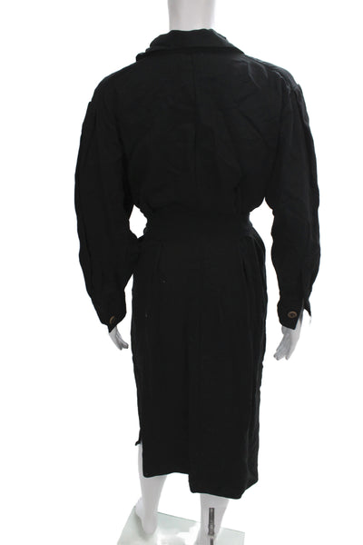 Zara Woman Womens Shirt Dress Black Cotton Long Sleeve Maxi Size S