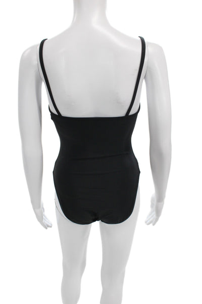 La Blanca Women Black Lace-Up Nylon One Piece Swimsuit Size 8