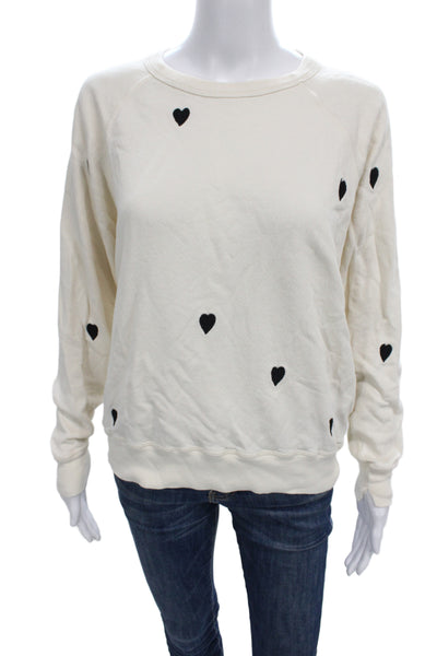 The Great Womens Ivory Cotton Crew Neck Heart Geometric Basic Sweatshirt Size 0