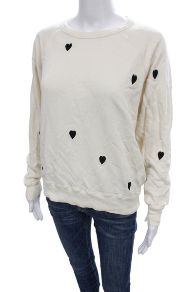 The Great Womens Ivory Cotton Crew Neck Heart Geometric Basic Sweatshirt Size 0