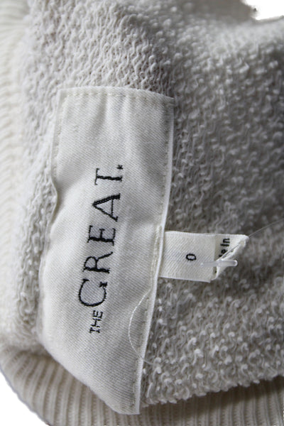 The Great Womens Ivory Cotton Crew Neck Heart Geometric Basic Sweatshirt Size 0