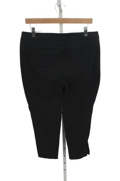 Ecru Women Dress Pants Black Button 56% Cotton Classic Size 8