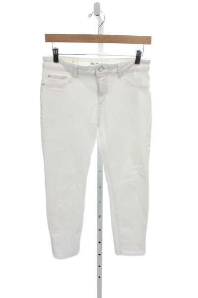 DL1961 Womens Ankle Jeans White Mid Rise Cotton Size 28