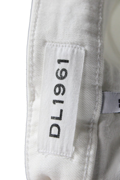 DL1961 Womens Ankle Jeans White Mid Rise Cotton Size 28