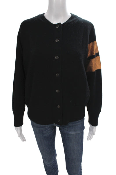 Zoe Jordan Women Striped Black Cashmere Blend Cardigan Long Sleeve Size XS