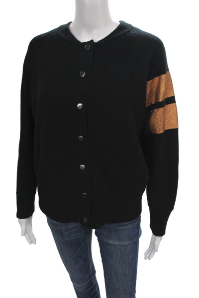 Zoe Jordan Women Striped Black Cashmere Blend Cardigan Long Sleeve Size XS