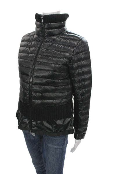 Sosken Womens Black Puffer Jacket Polyester Long Sleeve Fall Size S