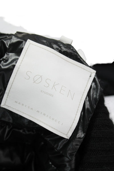 Sosken Womens Black Puffer Jacket Polyester Long Sleeve Fall Size S