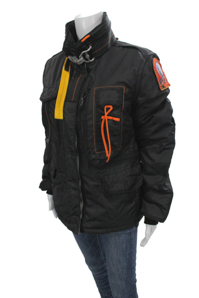 Parajumpers Womens Military Jacket Black Nylon Zip Size 6
